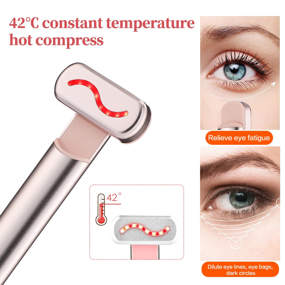 Nueva varita facial mejorada LED Luz roja Herramienta de masaje facial EMS Microcorriente Cuello Ojo Antienvejecimiento Piel Estiramiento Varita de belleza