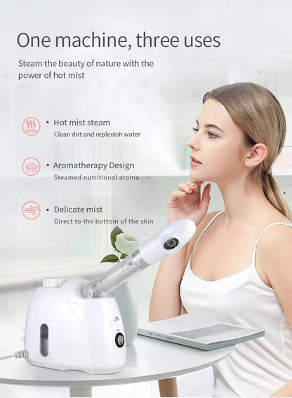 Vaporizzatore facciale all'ozono Umidificatore a nebbia calda per la pulizia profonda del viso Vaporizzatore Spruzzatore Salon Home Spa Cura della pelle Sbiancamento