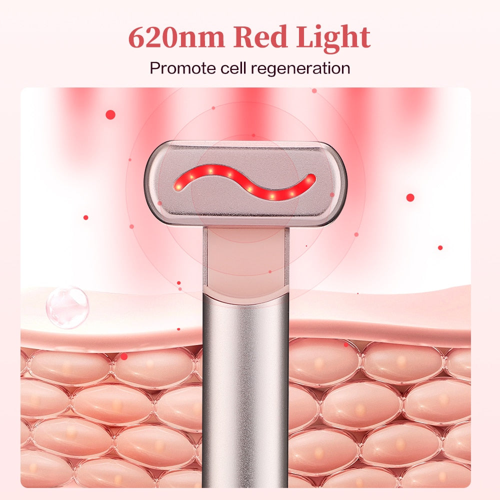 Nueva varita facial mejorada LED Luz roja Herramienta de masaje facial EMS Microcorriente Cuello Ojo Antienvejecimiento Piel Estiramiento Varita de belleza