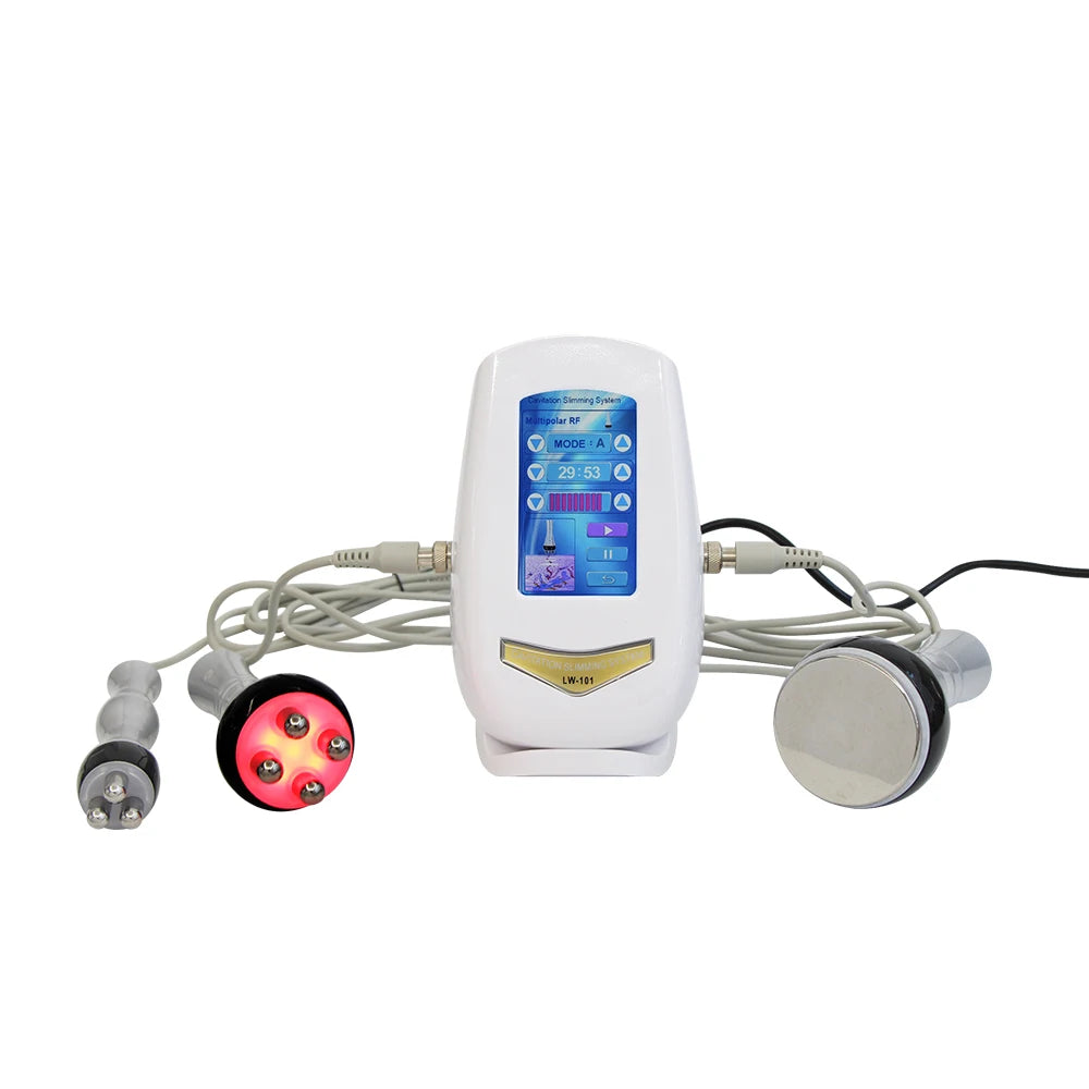 Non-invasive cavitation device for weight loss, skin tightening, and wrinkle removal using radio frequency and ultrasonic technology.