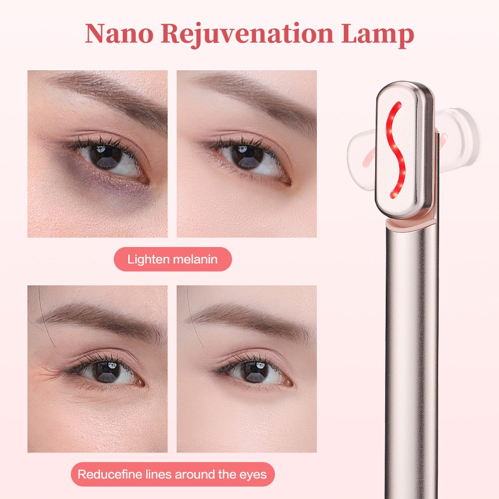 Nueva varita facial mejorada LED Luz roja Herramienta de masaje facial EMS Microcorriente Cuello Ojo Antienvejecimiento Piel Estiramiento Varita de belleza