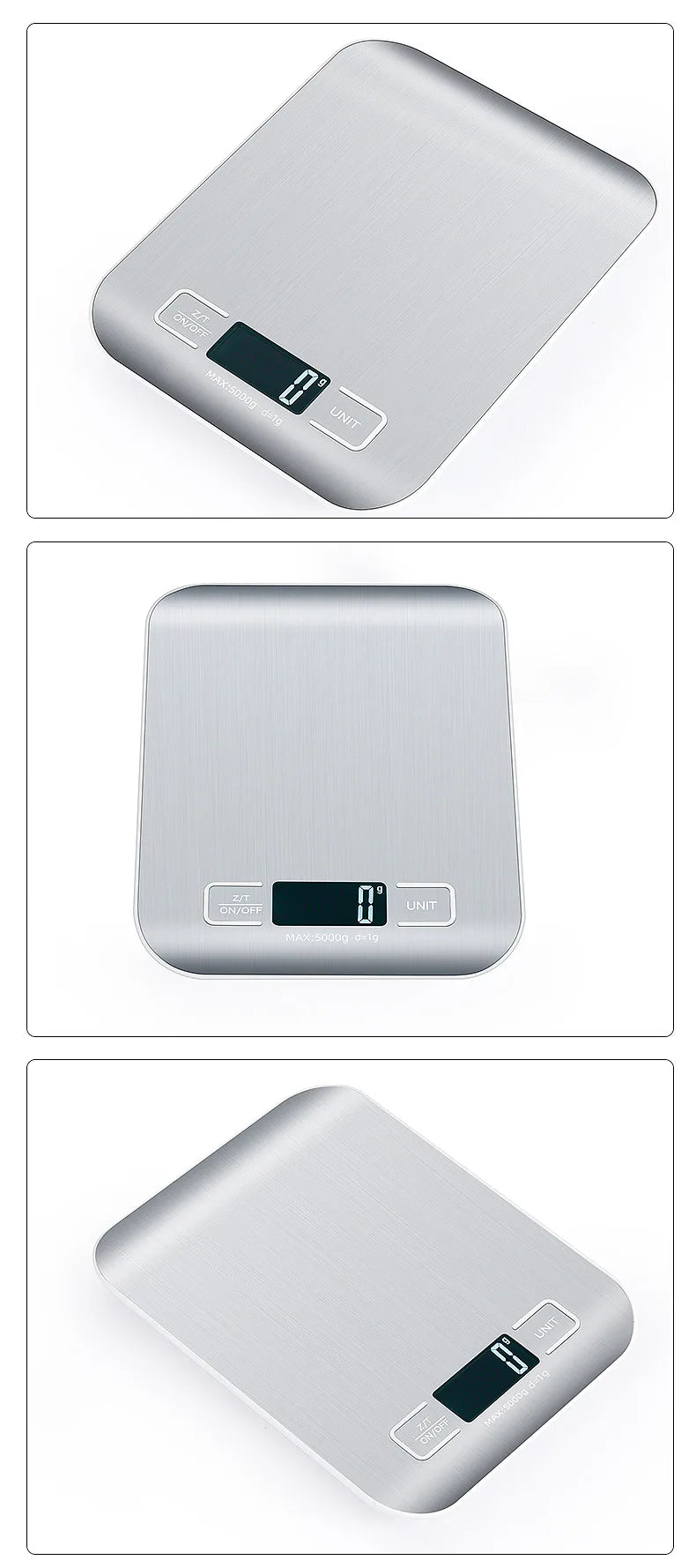 Compact digital scale with LCD display, ideal for kitchen use, diet tracking, and postal weighing, up to 10kg.