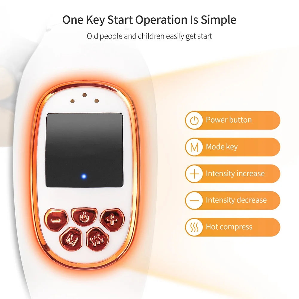 Easy operation: start/stop, adjust intensity, and use hot compress mode with simple buttons.