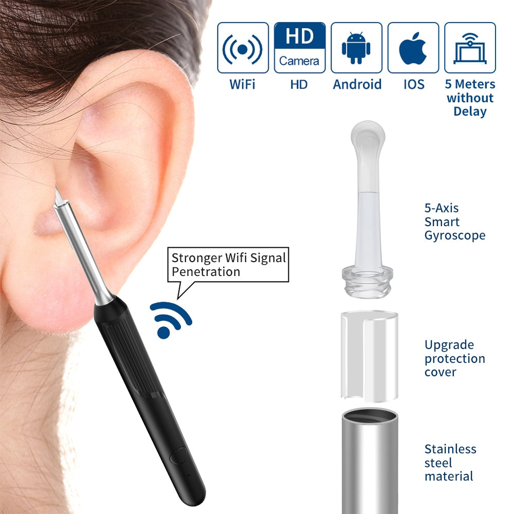 NP20 Smart Ear Cleaner Stick with Endoscope 400W High Precision Wireless Earwax Remover Set Rechargeable Otoscope Cleaning Tools