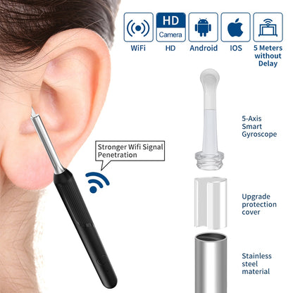 NP20 Smart Ear Cleaner Stick with Endoscope 400W High Precision Wireless Earwax Remover Set Rechargeable Otoscope Cleaning Tools