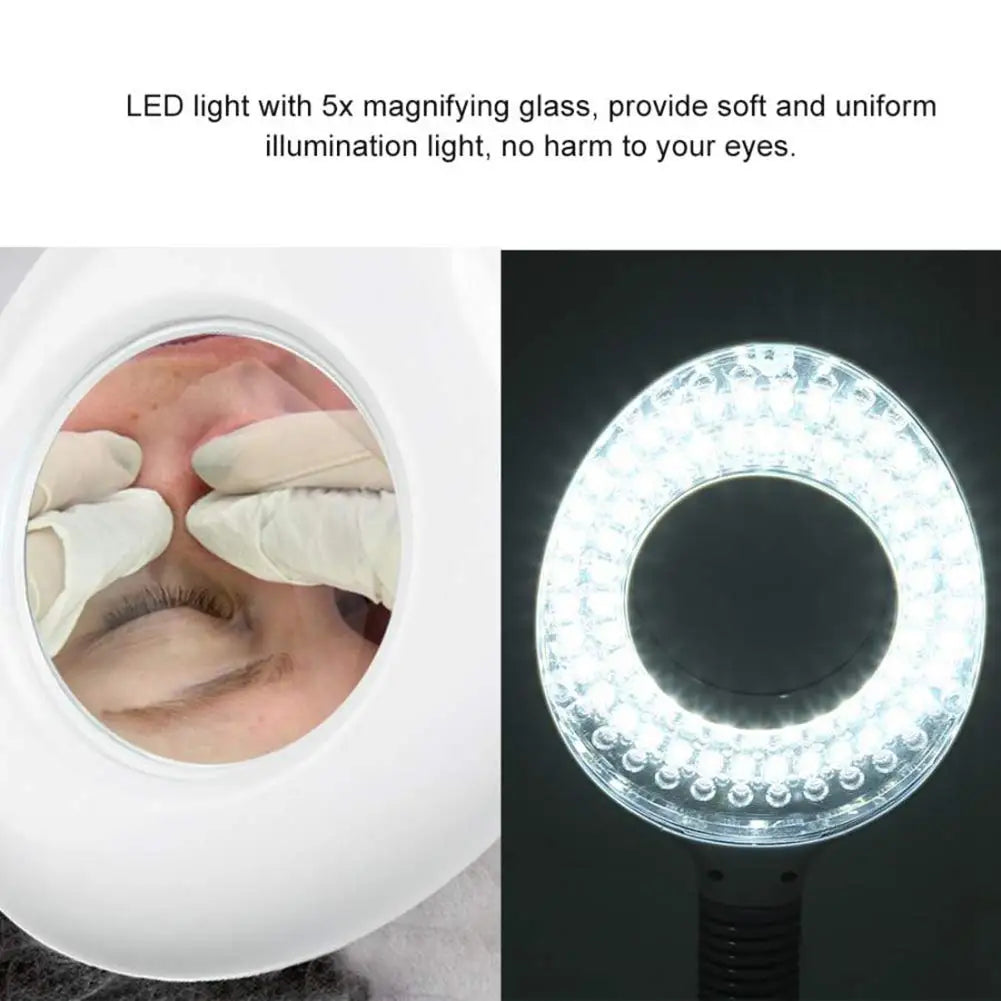 Soft LED lighting with 5x magnification provides even illumination, safe for eye use.