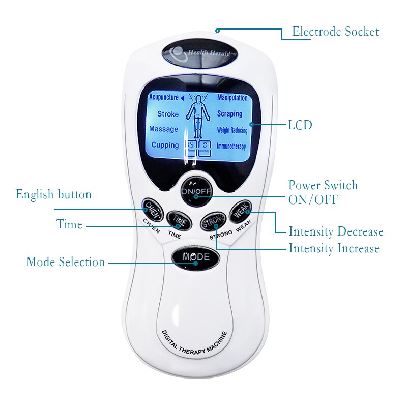 TENS EMS Massager Muscle Stimulation Electronic 8 Mode Personal Nerve Stimulator Electro Stimulation Therapy Machine Pain Relief