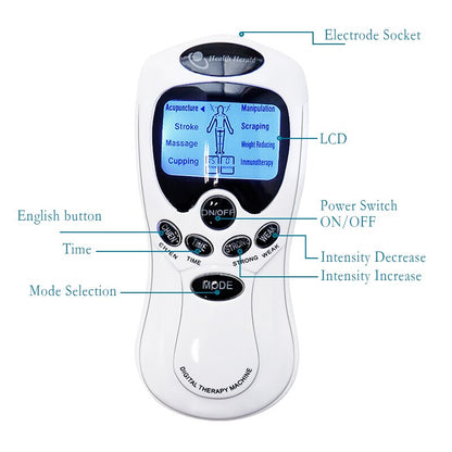 TENS EMS Massager Muscle Stimulation Electronic 8 Mode Personal Nerve Stimulator Electro Stimulation Therapy Machine Pain Relief