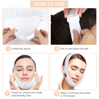 EMS Facial Lifting Device LED Photon Therapy Face Slimming Vibration Massager Double Chin V Line Lift Belt Cellulite Jaw Device