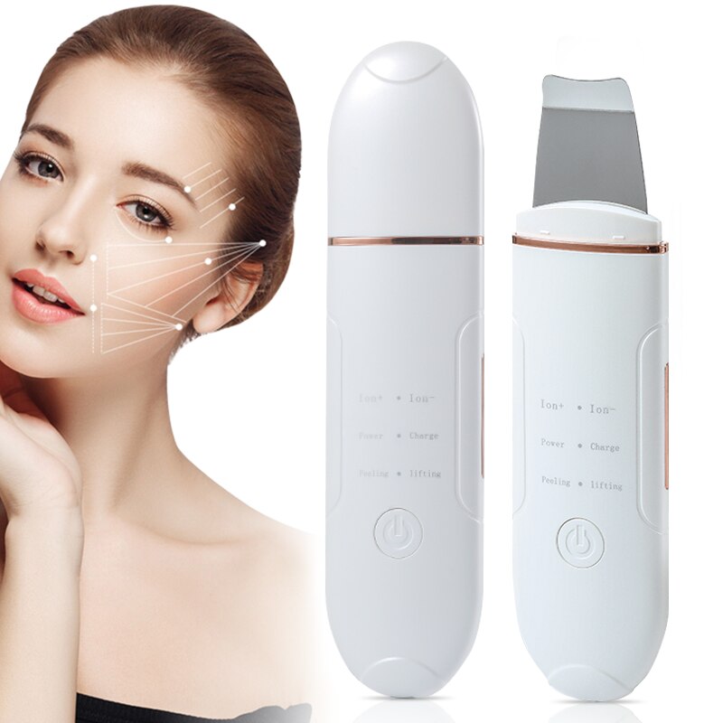 Ultrasonic Skin Scrubber Peeling Shovel+Nano Face Steamer Sprayer Humidifier Acne Pore Cleaner Exfoliating Spatula Lift Massager