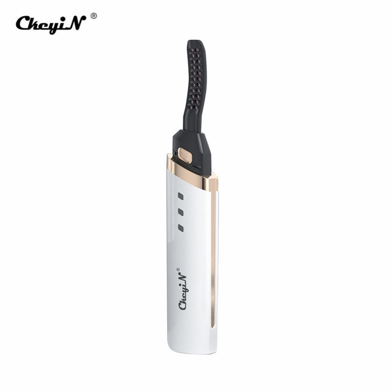 CkeyiN USB Rechargeable Electric Heated Eyelash Curler Long Lasting Eyelashes Perm Curling Adjustable Temerature Makeup Tools