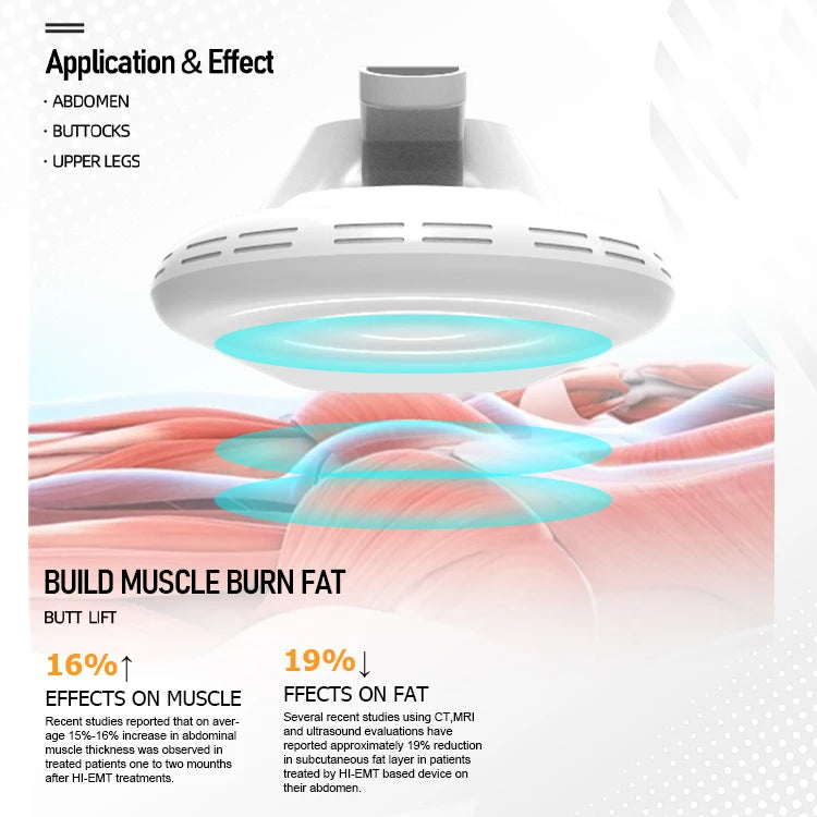 Electrical Muscle Stimulation (EMS) device for non-invasive muscle building, sculpting, and slimming.