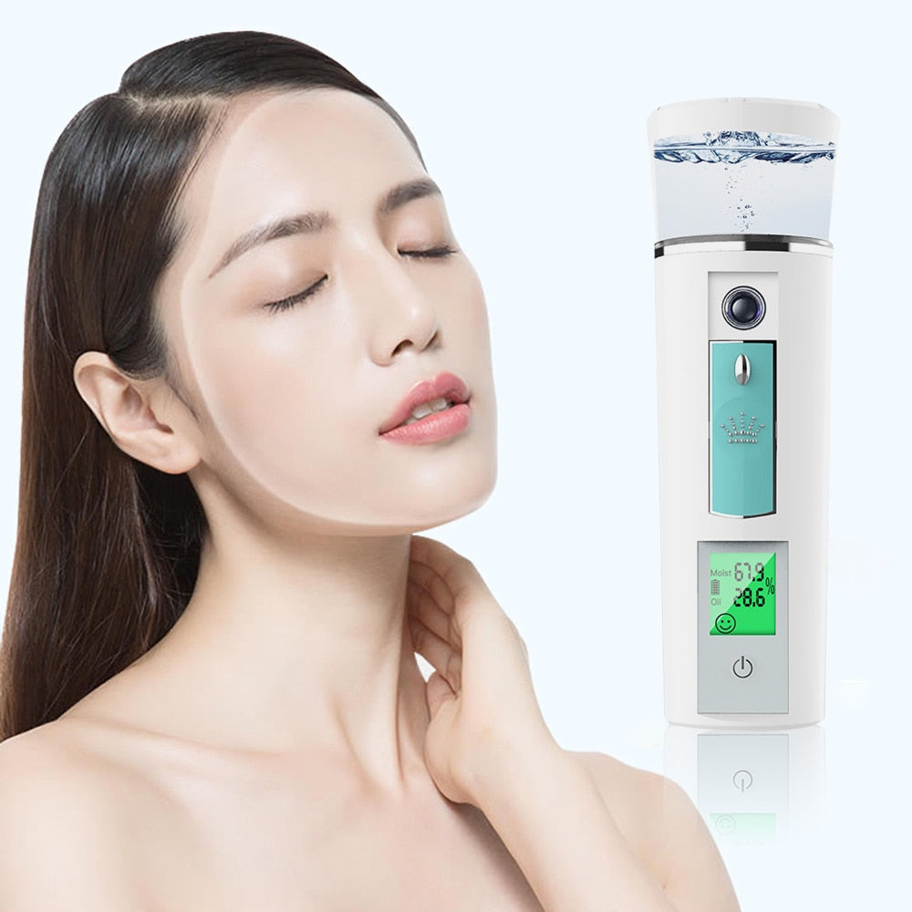 3 In 1 Spray Face Humidifier LCD 30ml Rechargble Nano Mist Facial Steamer Skin Moisture Healthy Facial Care Moisturizer Tool