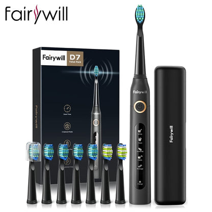 Fairywill Electric Sonic Toothbrush FW-507 USB Charge Rechargeable Adult Waterproof Electronic Tooth Brushes Replacement Heads