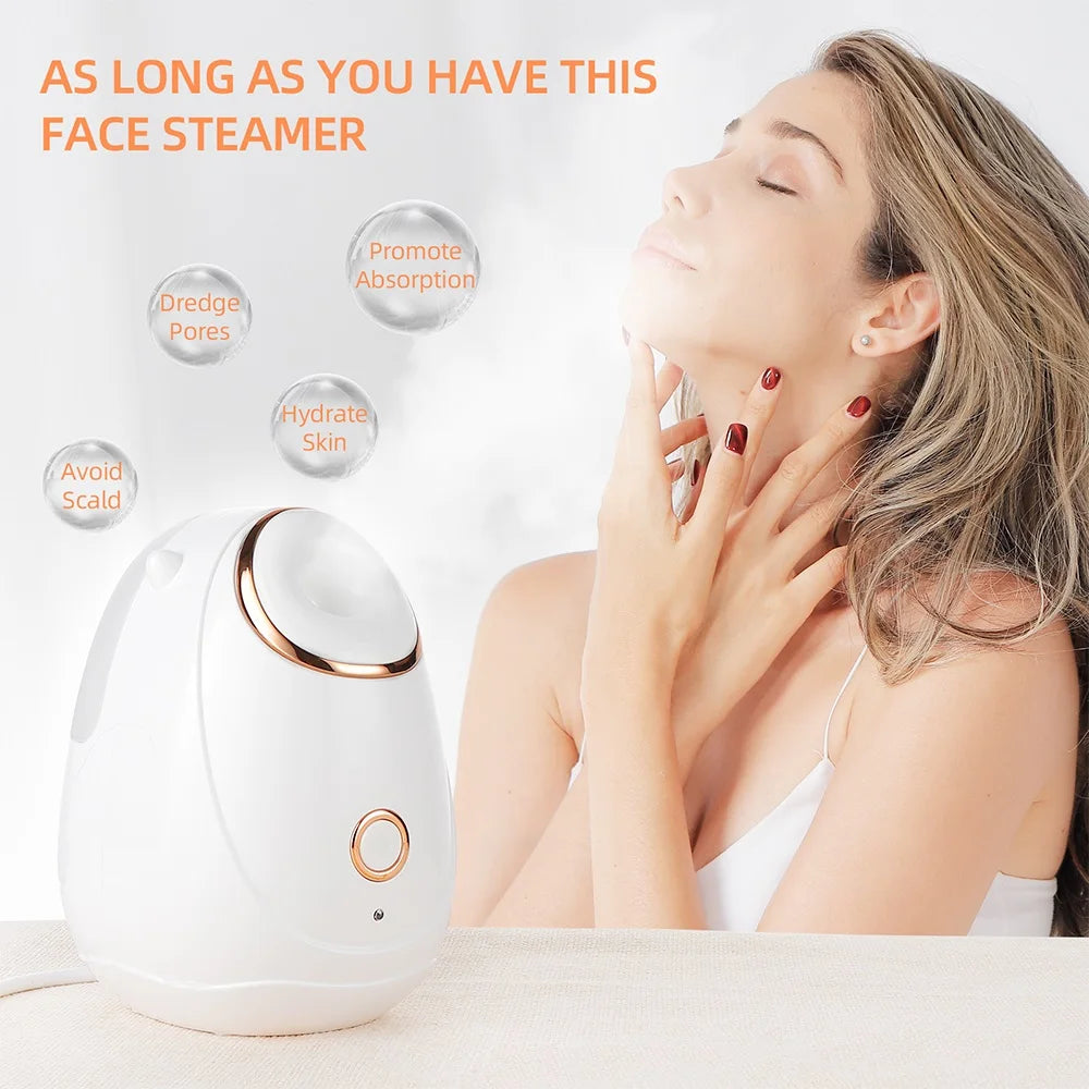 Convenient facial steamer promoting pore absorption, hydration, and avoiding scalding.