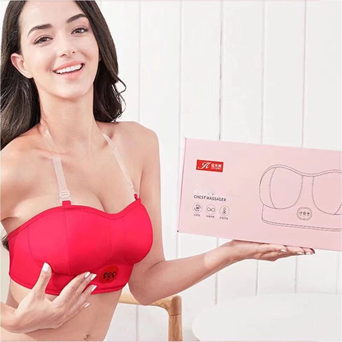 Electric Breast Massage Bra Wireless Breast Enhancement Instrument with Hot Compress Function for Breast Lift Enlarge