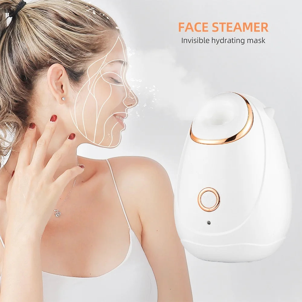 Nano hot mist steamer for hydrated, glowing skin - instant facial treatment.