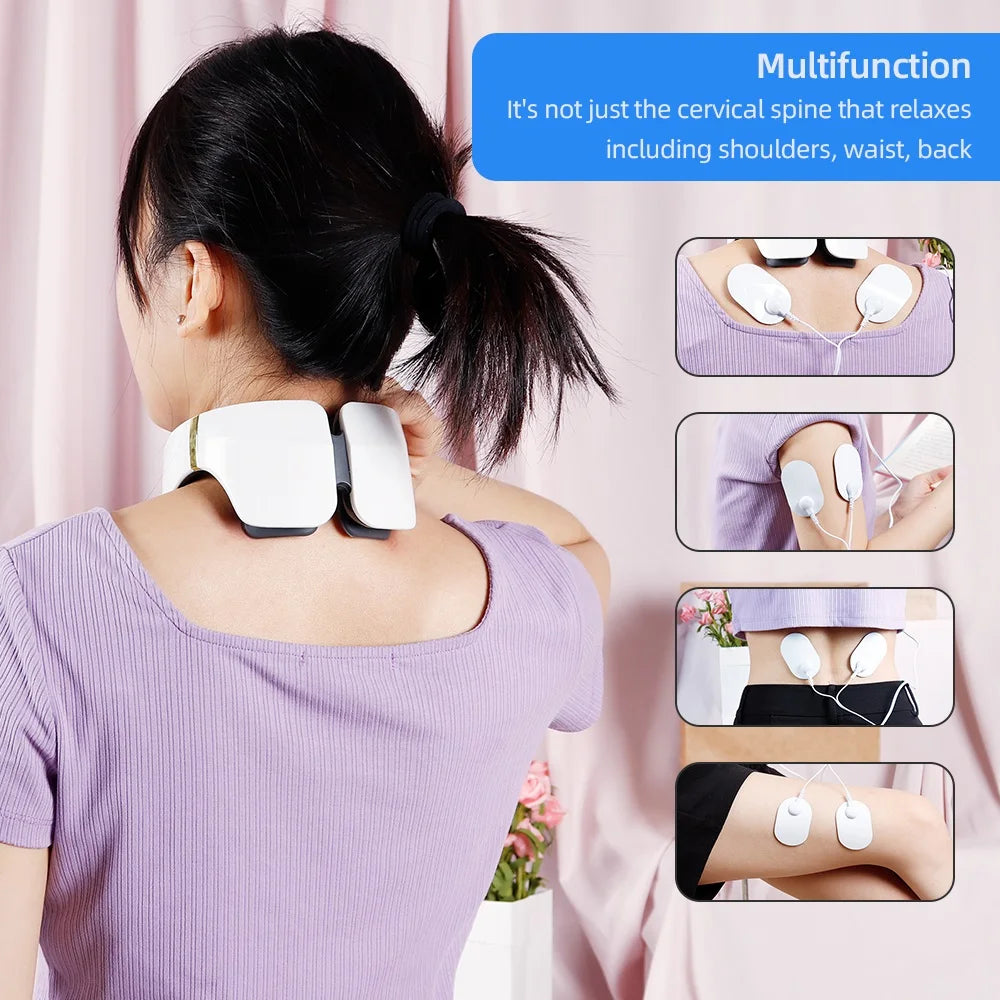 Multifunctional massager targets multiple areas: neck, shoulders, waist, and back for total relaxation.