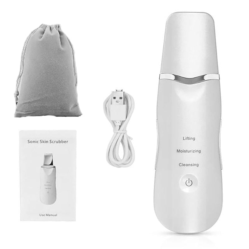 HSKOU Ultrasonic Skin Scrubber Deep Face Cleaning Machine Peeling Shovel Facial Pore Cleaner Face Skin Scrubber Lift Machine