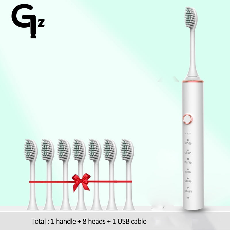 New 2023 N100 Sonic Electric Toothbrush Adult Timer Brush 6 Mode USB Charger Rechargeable Tooth Brushes Replacement Heads Set