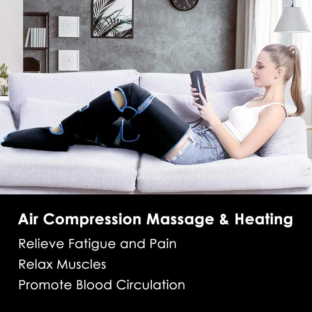 Air compression massage and heating for relaxing tired muscles and joints.