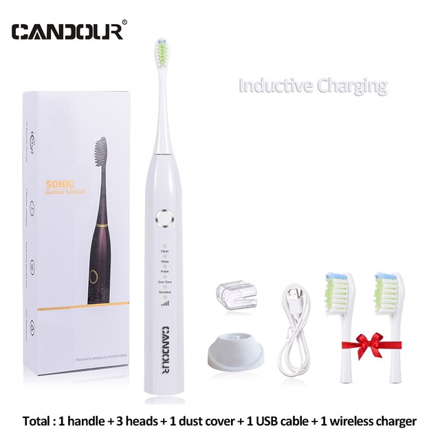 CANDOUR CD-5166 sonic toothbrush Adult automatic electric toothbrush Rechargeable With 8 heads replacement IPX8  Tooth Brush