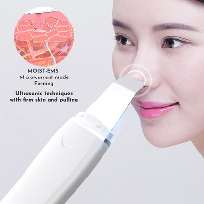 Depurador de piel ultrasónico Limpiador de poros Peeling facial Limpieza facial profunda Peeling sónico EMS Radiofrecuencia Masajeador facial