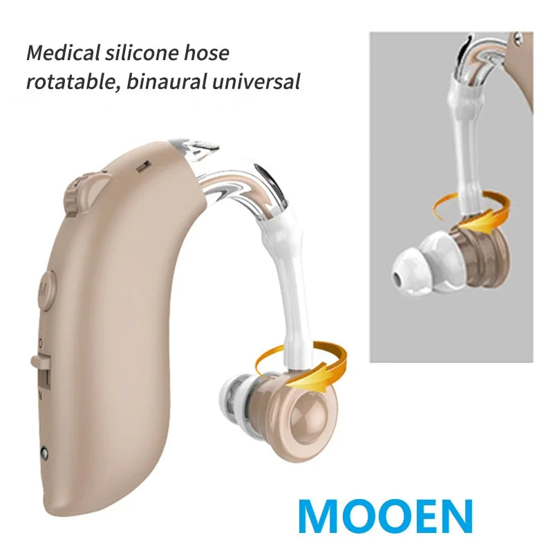 Comfortable medical-grade silicone ear tip with rotatable design for easy use in either ear.