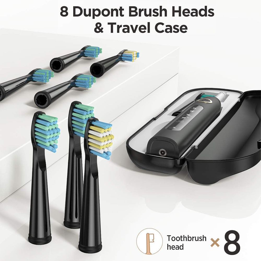 8 Dupont Brush Heads & Travel Case Toothbrush