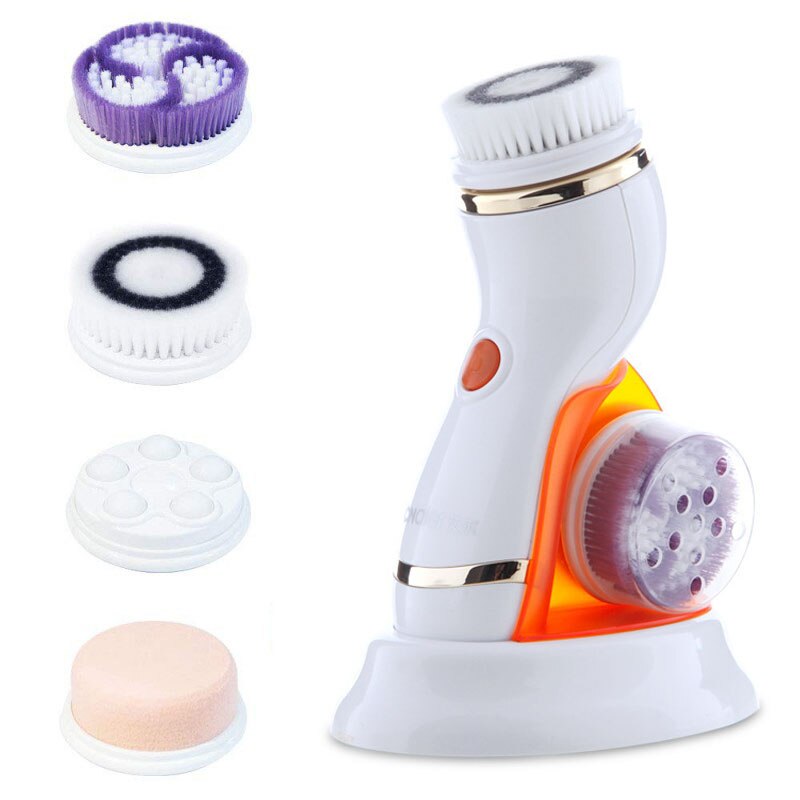 4 in 1 Electric Facial Cleanser  Skin Pore Cleaner Face Massager Cleaning Machine Body Cleansing Beauty Brush Tool