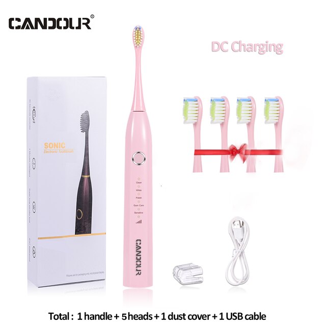 CANDOUR CD-5166 sonic toothbrush Adult automatic electric toothbrush Rechargeable With 8 heads replacement IPX8  Tooth Brush