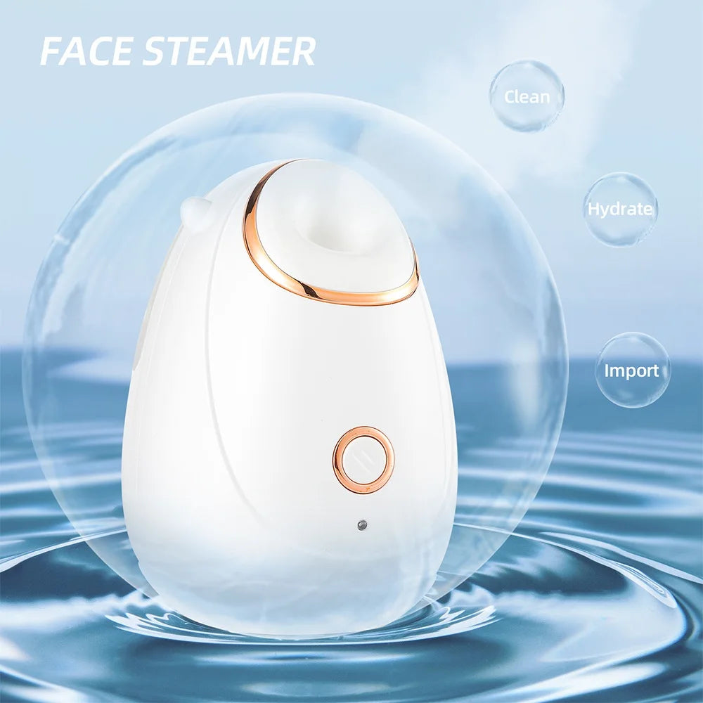 Nano Face Steamer for moisturizing skin, creating warm compress for open pores and hydrating with soft mist.