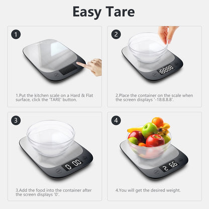 Sinocare 5kg Balança de peso doméstico LED Balança de cozinha eletrônica Balança de alimentos Medição de cozimento Suporte preciso IOS Android