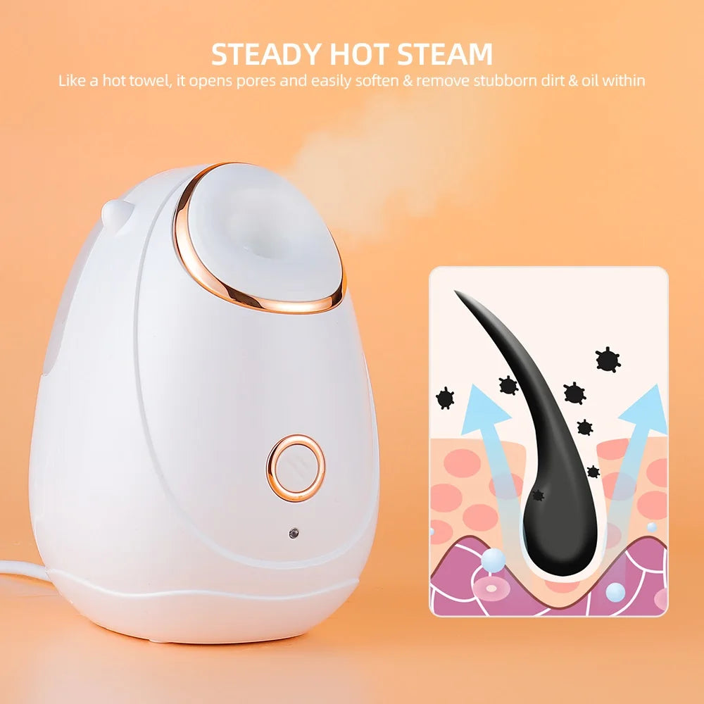 Steam treatment cleans pores, softens, and removes dirt and oil, refreshing and revitalizing the skin.