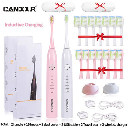 CANDOUR CD-5166 sonic toothbrush Adult automatic electric toothbrush Rechargeable With 8 heads replacement IPX8  Tooth Brush