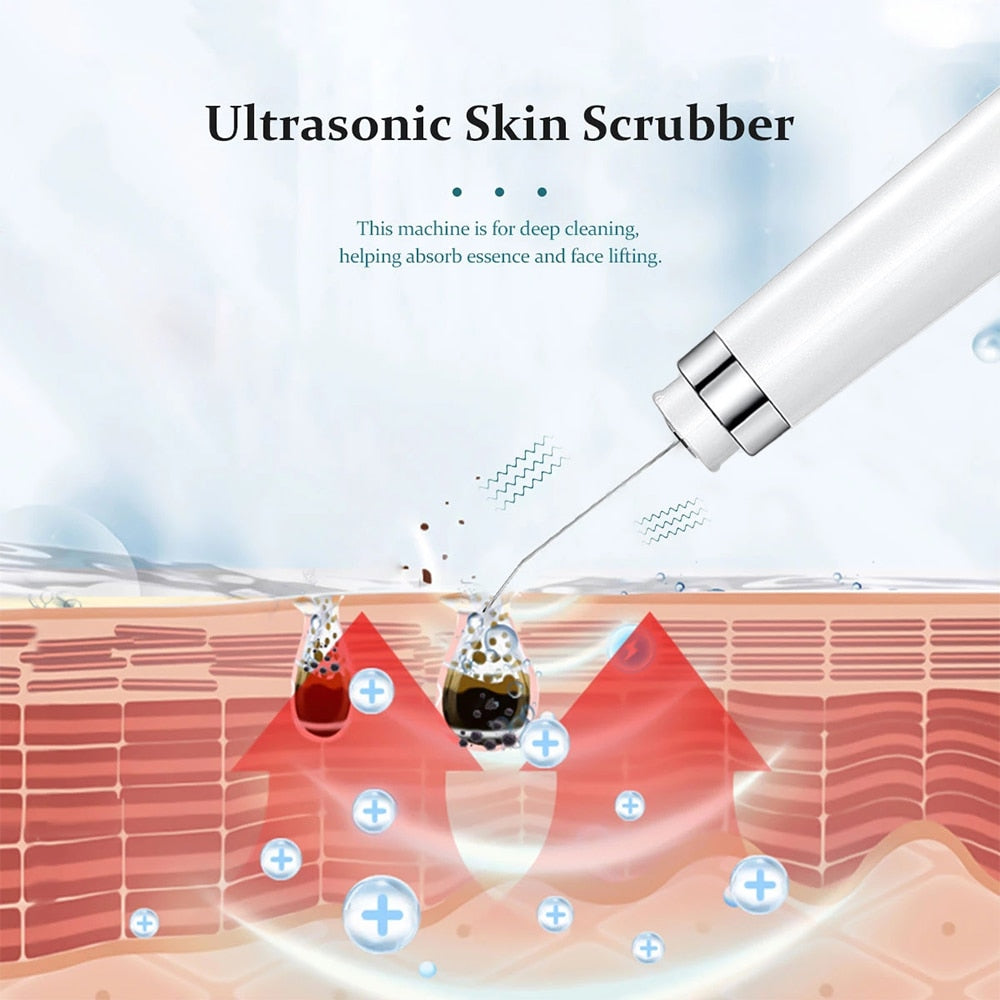 Ultrasonic Skin Scrubber Electric Facial Cleaning Pore Deep Cleaner Acne Blackhead Remover Peeling Shovel Device Beauty Machine