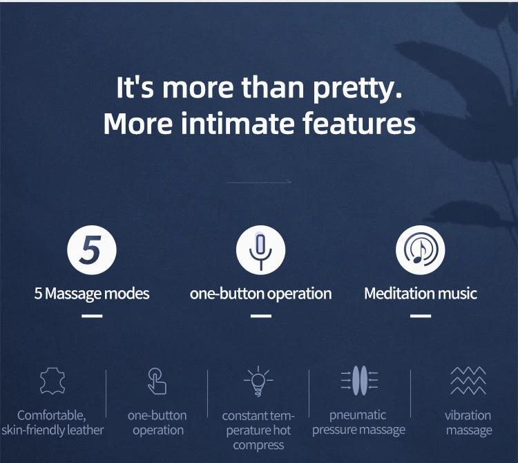 Relaxation experience with 5 modes, including meditation music and compression, for ultimate calm.