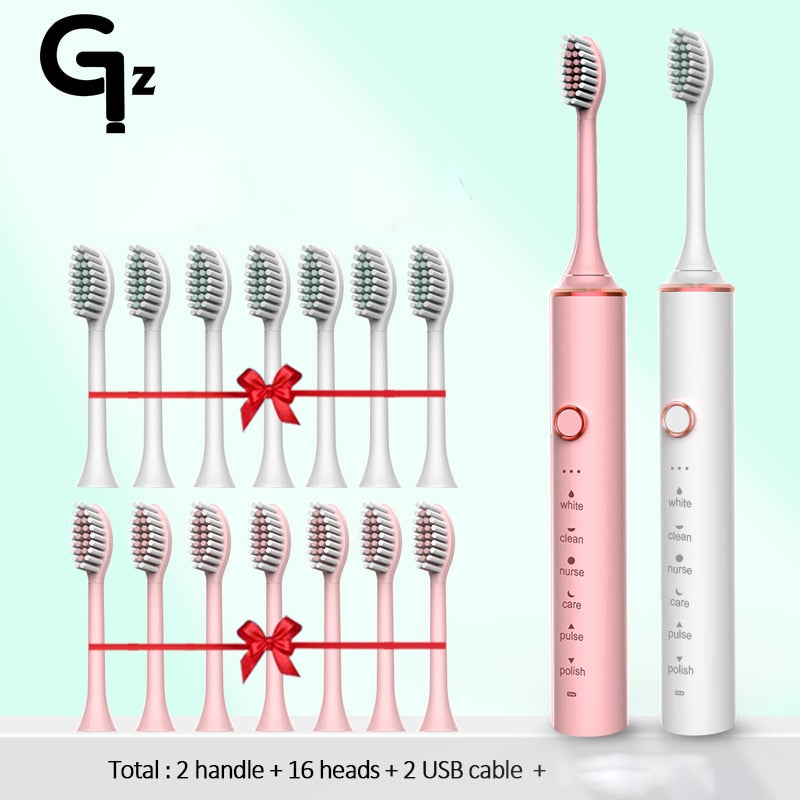 New 2023 N100 Sonic Electric Toothbrush Adult Timer Brush 6 Mode USB Charger Rechargeable Tooth Brushes Replacement Heads Set