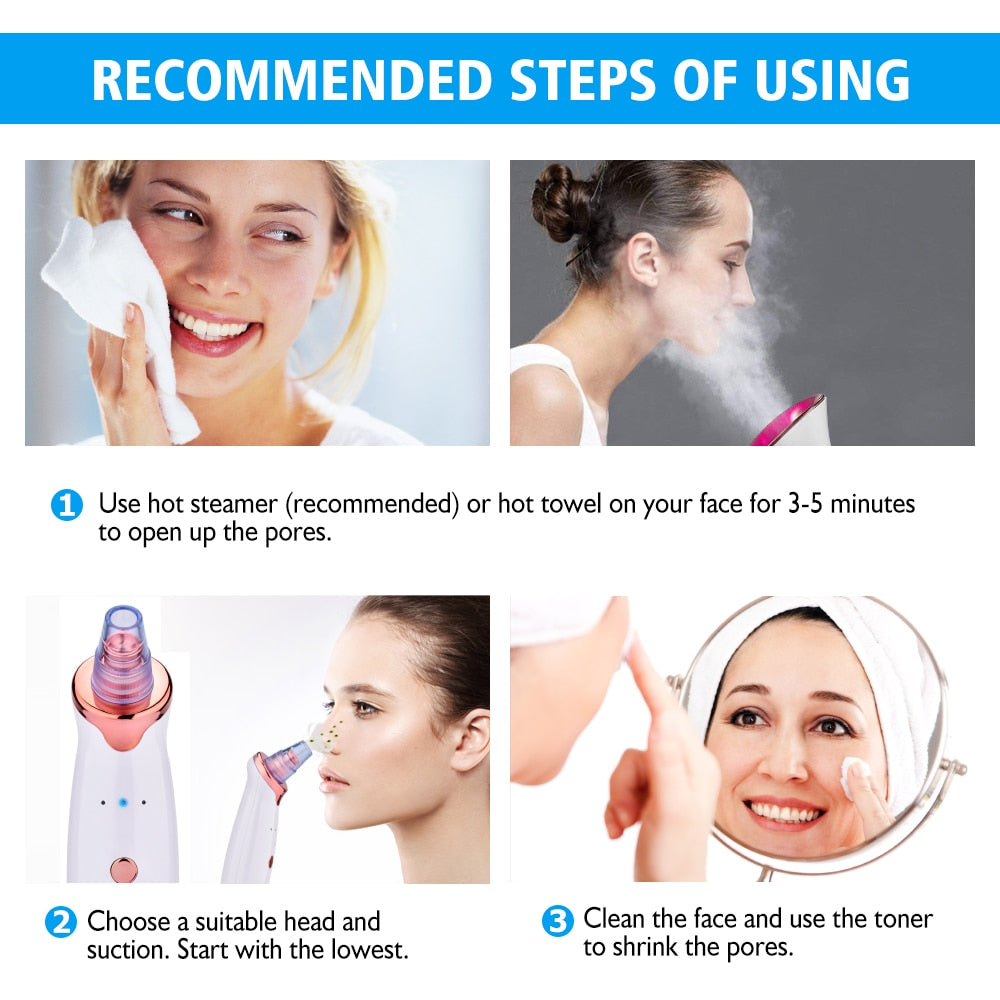 use hot steamer (recommended) or hot towel on your face