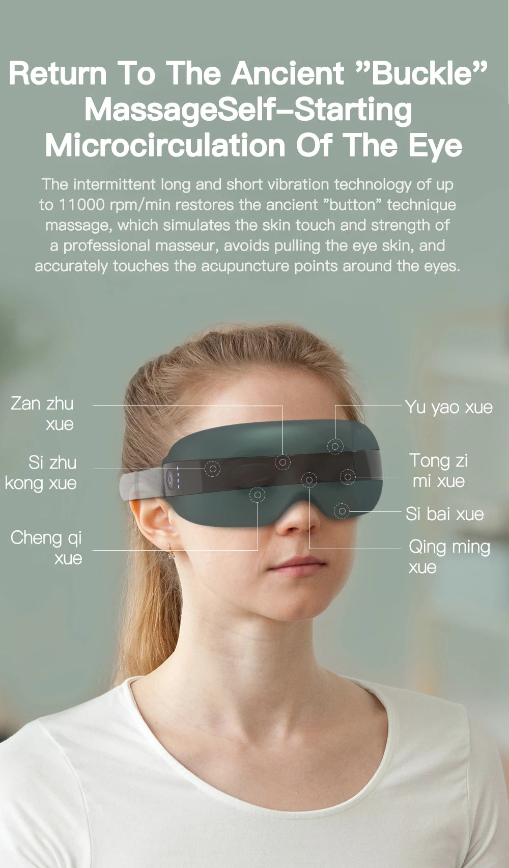 Relieve eye fatigue with our advanced 4D Smart Eye Massager featuring vibration technology.