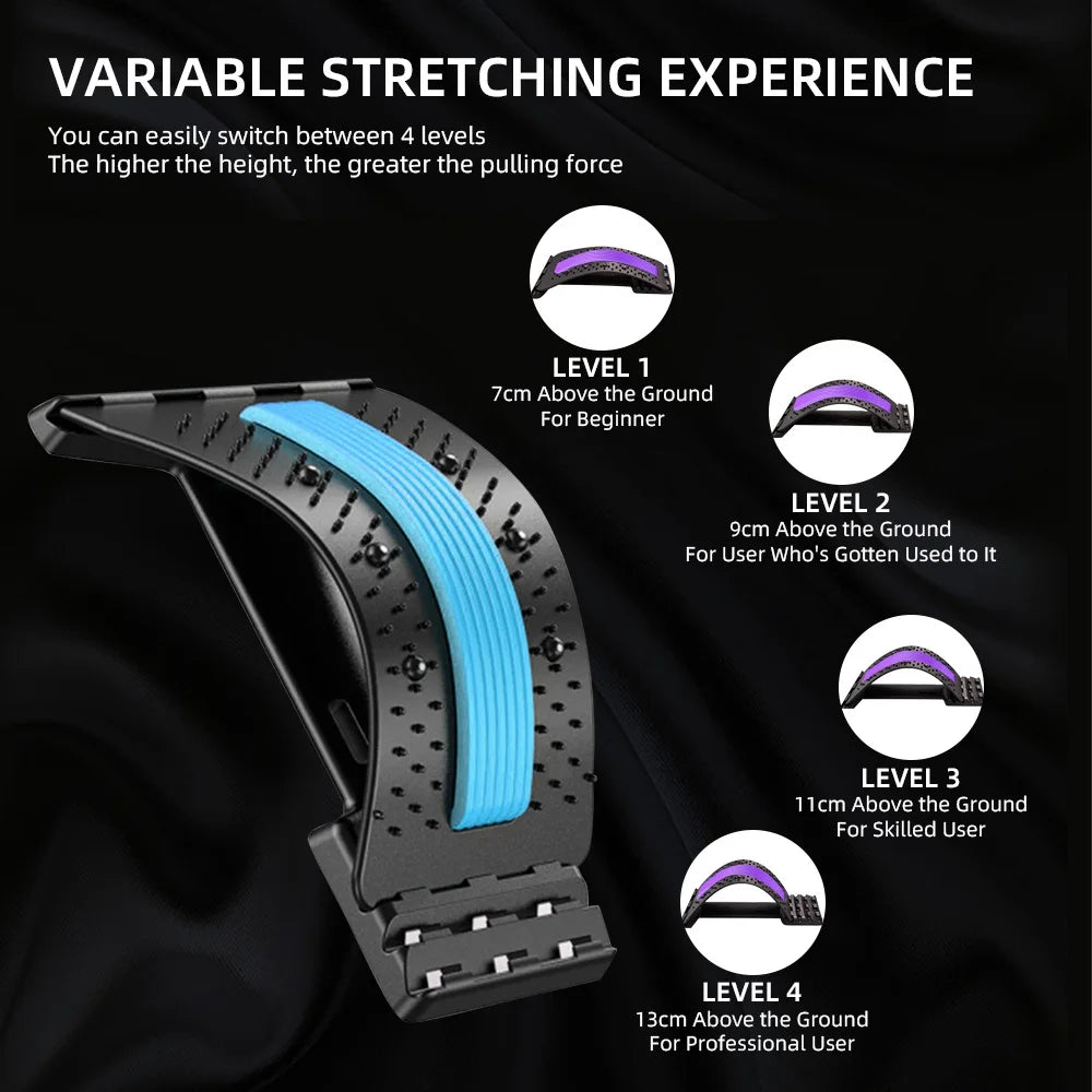 Ergonomic stretcher with adjustable height and tension for users of all skill levels.