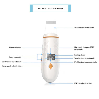 Tinwong épurateur de peau chauffé épurateur de peau à ultrasons pour le visage pelle à éplucher électrique nettoyant pour pores lifting du visage soins thermiques