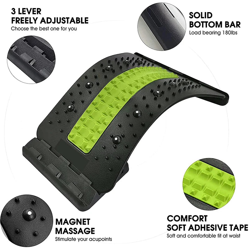 Adjustable waistband with tape and levers for comfort, plus magnetic massage therapy for relaxation.