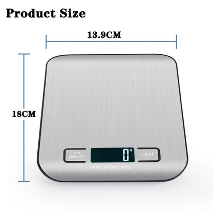 Báscula de cocina Pesaje de acero inoxidable para dieta de alimentos Balanza postal Medición LCD Balanzas electrónicas de precisión