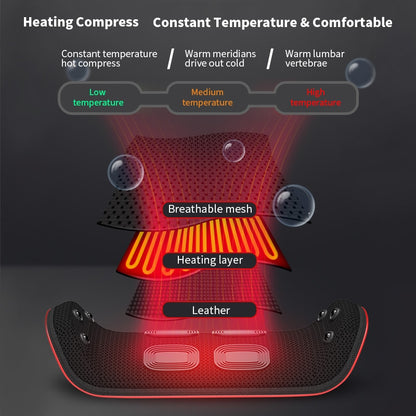 Jinkairui massageador de cintura para trás aliviar dor tração corporal ímã vibração compressa quente acupuntura coluna lombar suporte presente