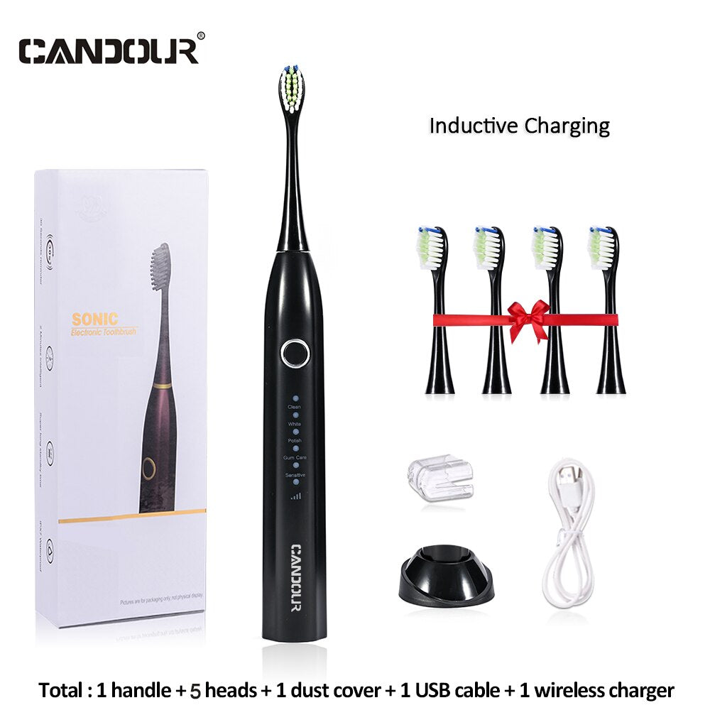 CANDOUR CD-5166 sonic toothbrush Adult automatic electric toothbrush Rechargeable With 8 heads replacement IPX8  Tooth Brush