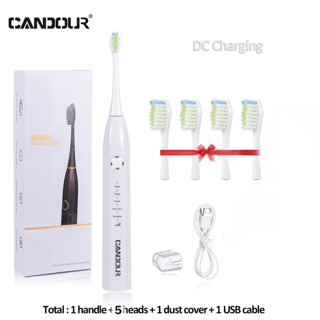 CANDOUR CD-5166 sonic toothbrush Adult automatic electric toothbrush Rechargeable With 8 heads replacement IPX8  Tooth Brush