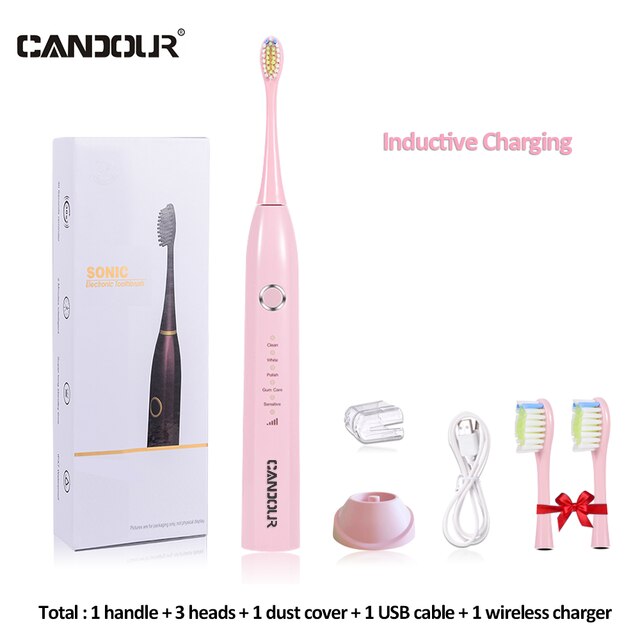 CANDOUR CD-5166 sonic toothbrush Adult automatic electric toothbrush Rechargeable With 8 heads replacement IPX8  Tooth Brush