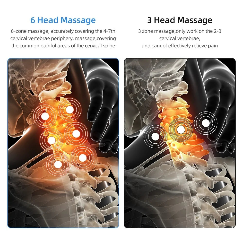 Relief for common cervical pressure points with a 6-zone intelligent neck massager.