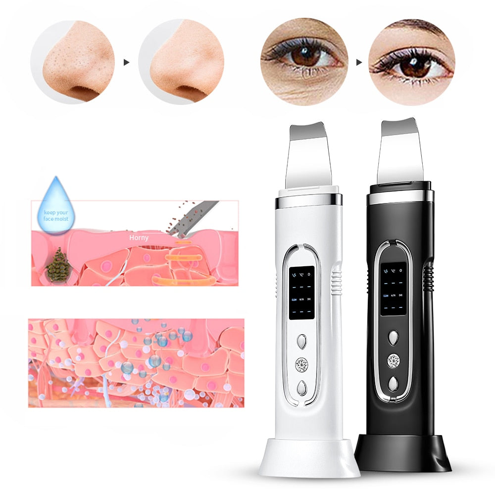 Ultrasonic Skin Scrubber Electric Facial Cleaning Pore Deep Cleaner Acne Blackhead Remover Peeling Shovel Device Beauty Machine